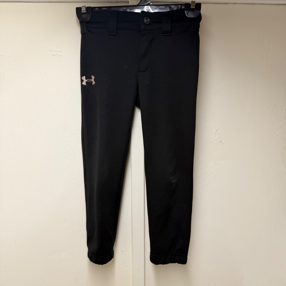 Under Armour Boys Black Baseball Pants Size 5 Youth Athletic Sports Cleat Cut